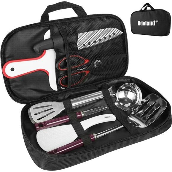 8 Pcs Camping Cookware Utensils Travel Set, Camp Kitchen Utensil Organizer - Picture 1 of 7